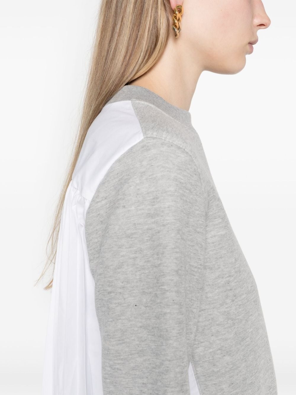 knife-pleats crew-neck sweatshirt - 5