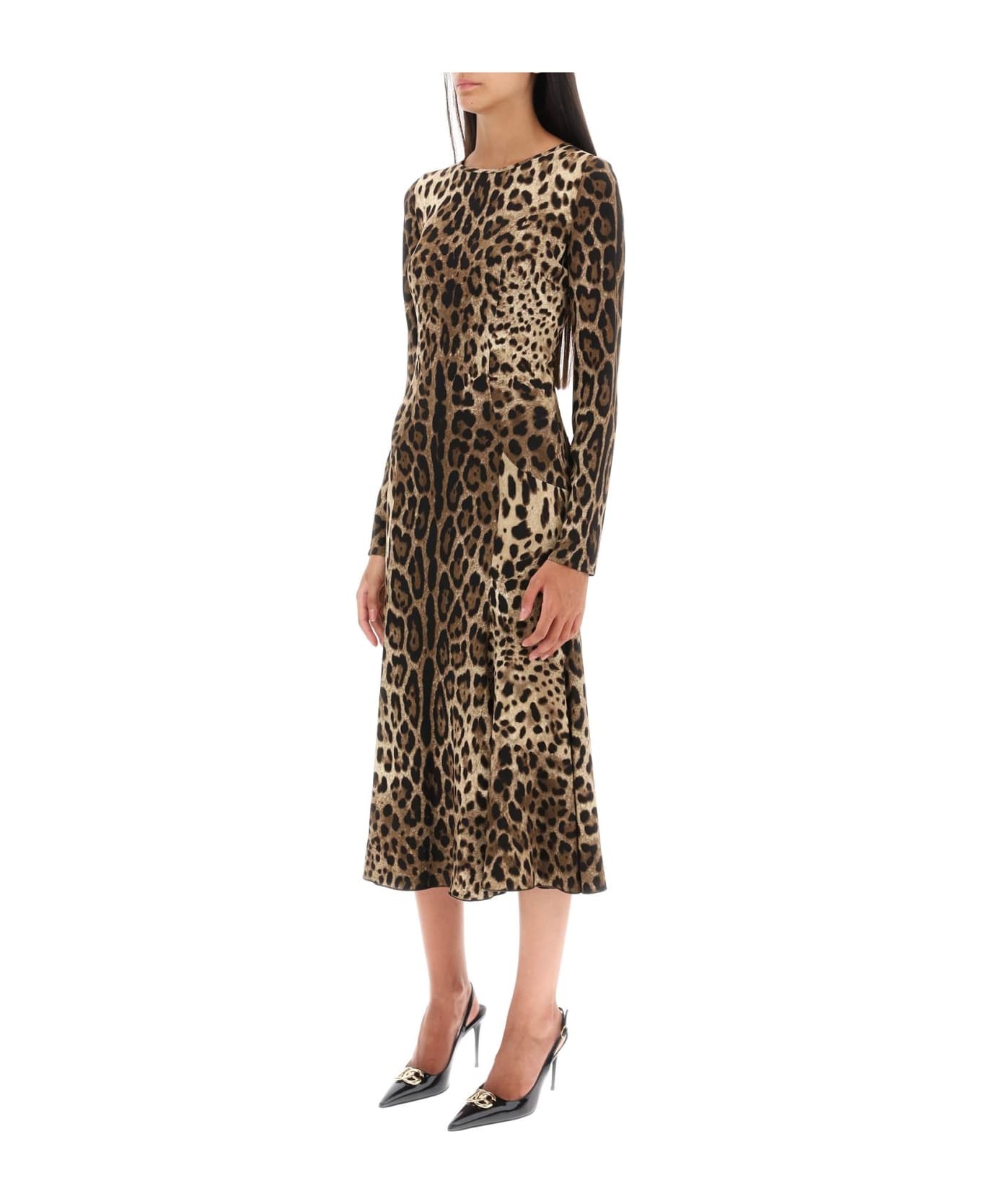 Leopard Print Viscose Midi Dress - 4