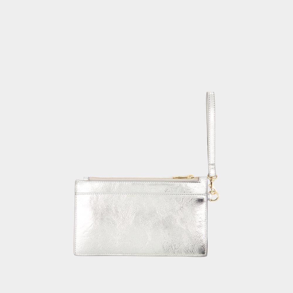 A.P.C｜CLUTCHES (Market pouch (PUABL M63566 LZZ)) A.P.C. Market Faux Leather Clutch PUABK-M63566-RAB SILVER