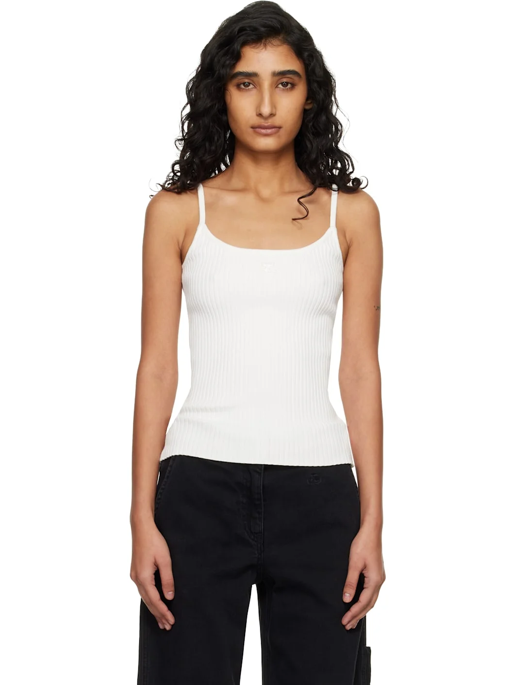 White Reedition Rib Knit Tank Top - 1