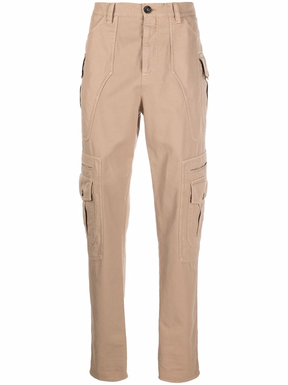 high-waisted cotton cargo trousers - 1