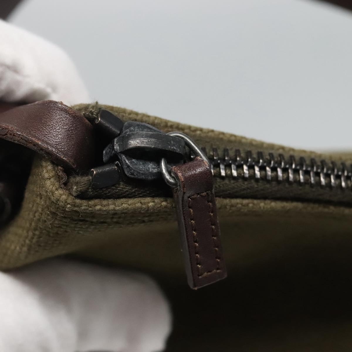 GUCCI Hand Bag Canvas Leather Khaki - 10