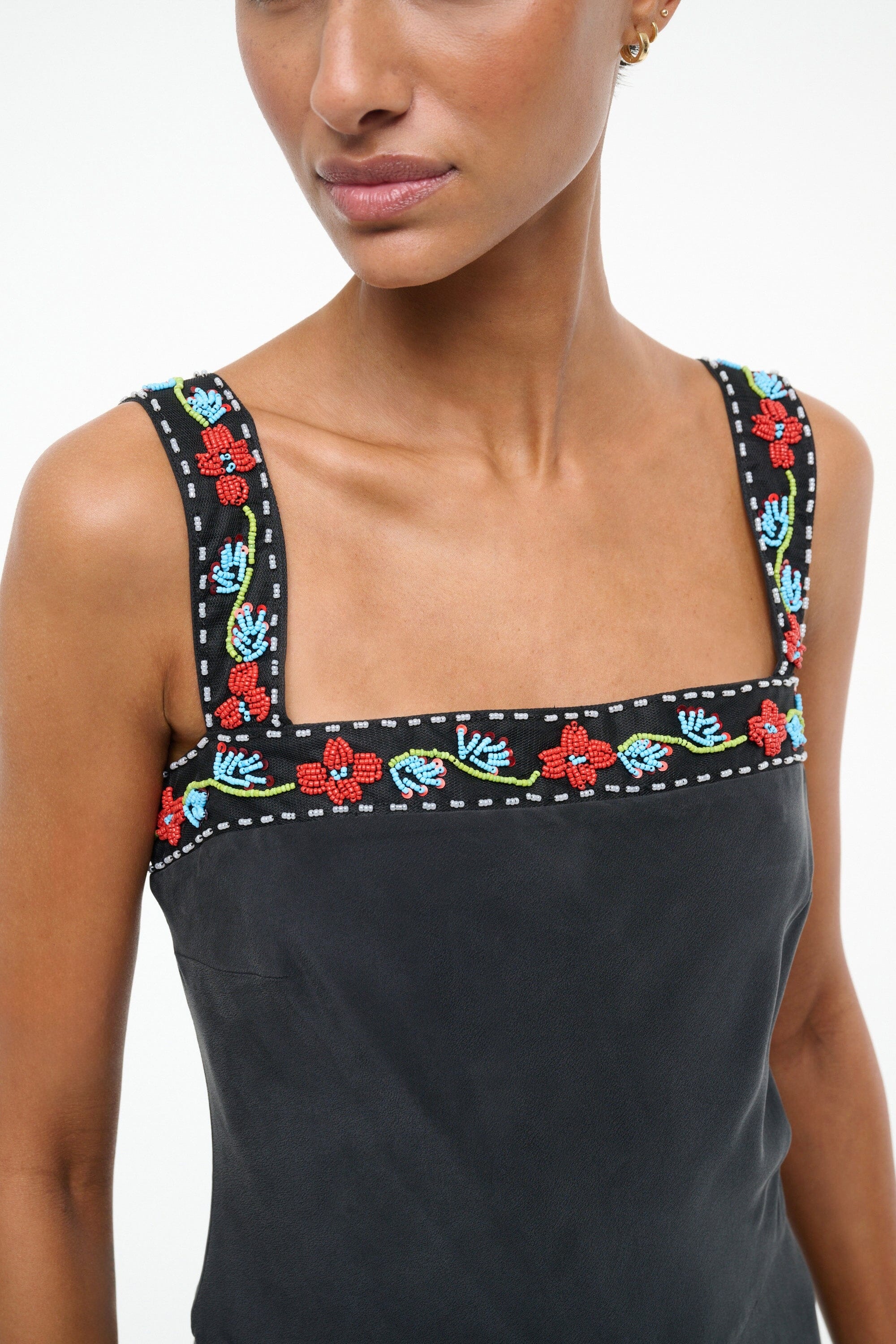 STAUD VERONICA SILK ROMPER BLACK - 6