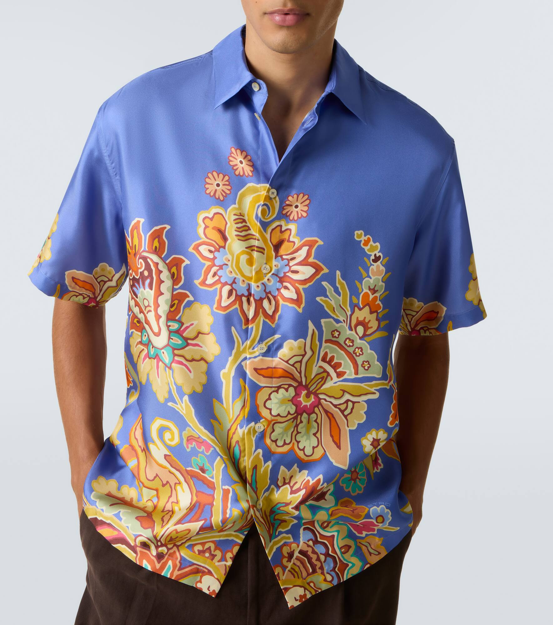 Floral silk bowling shirt - 5