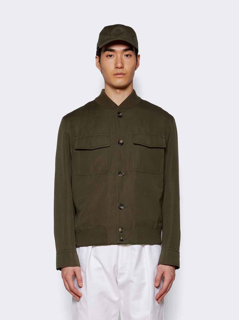 Kiku Cotton Linen Bomber Jacket Leaf Tea - 3