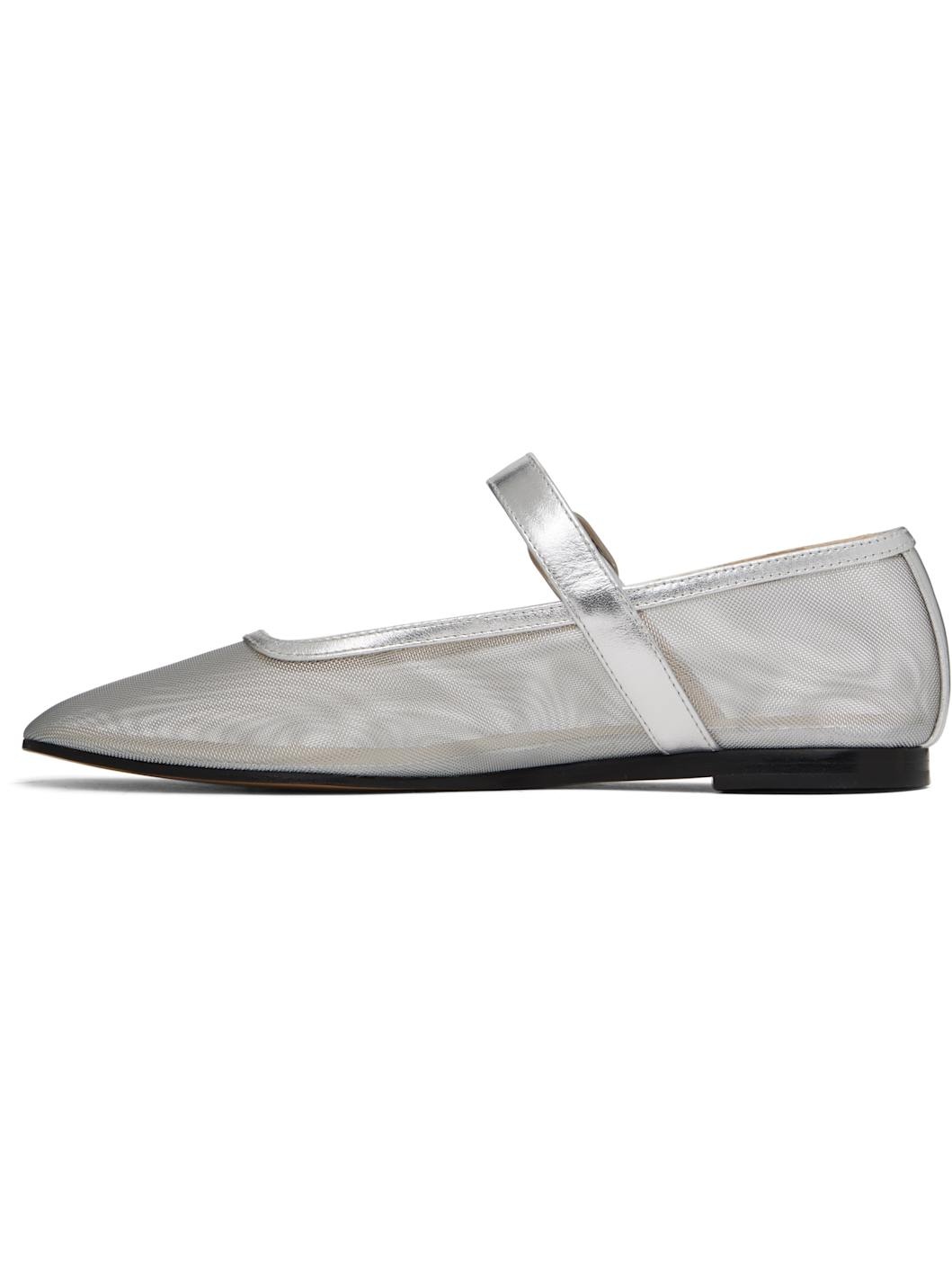 Silver Mesh Mary Jane Ballerina Flats - 3