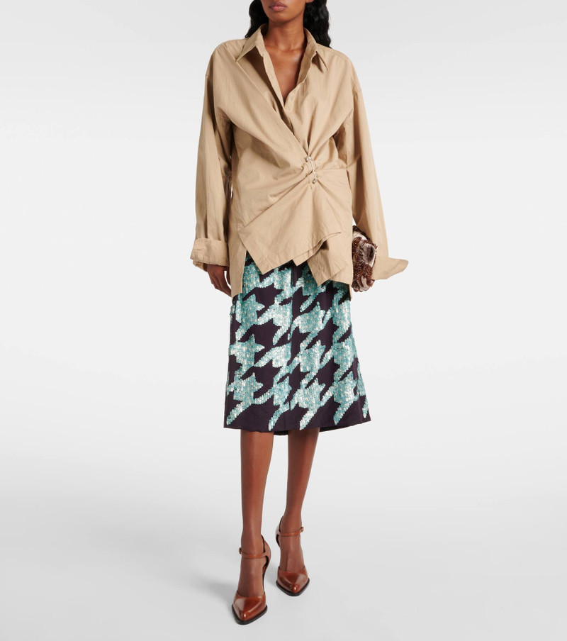 Dries Van Noten Sequined houndstooth silk midi skirt outlook