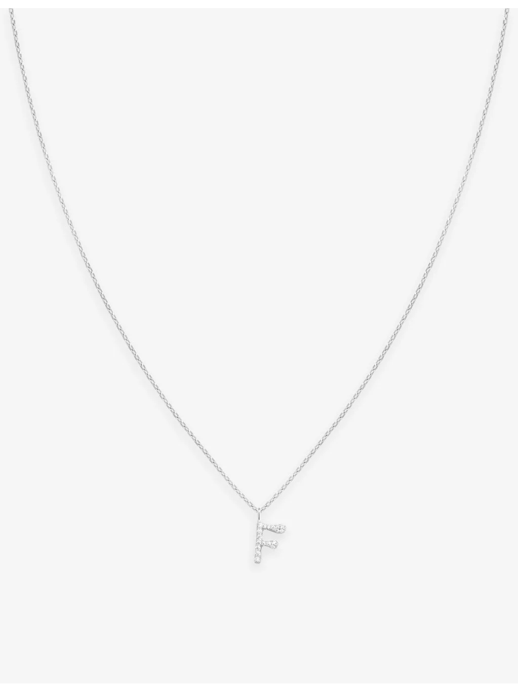 'F' initial cubic-zirconia rhodium-plated recycled sterling-silver necklace - 1