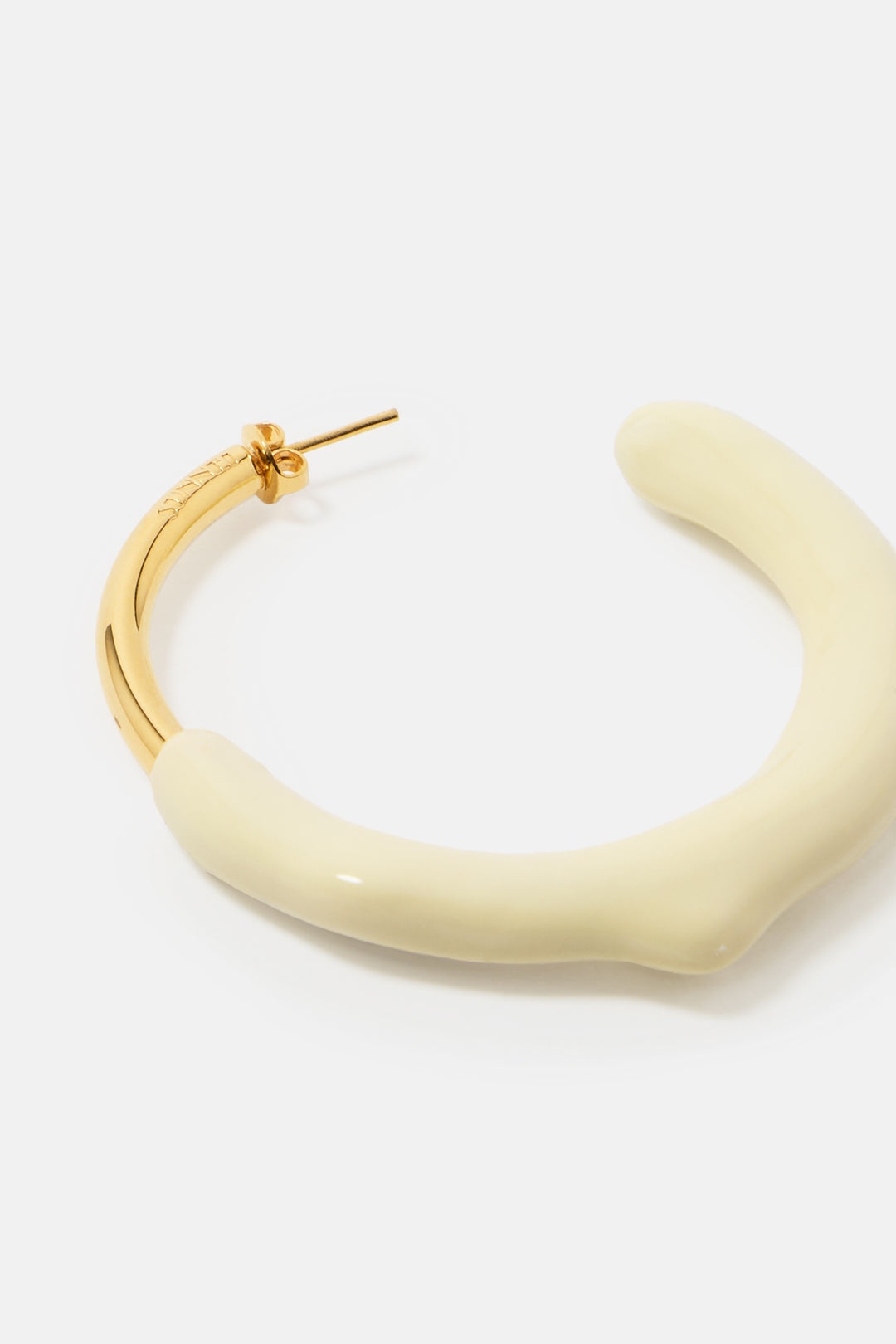 RUBBERIZED HOOP EARRINGS GOLD / cream - 3