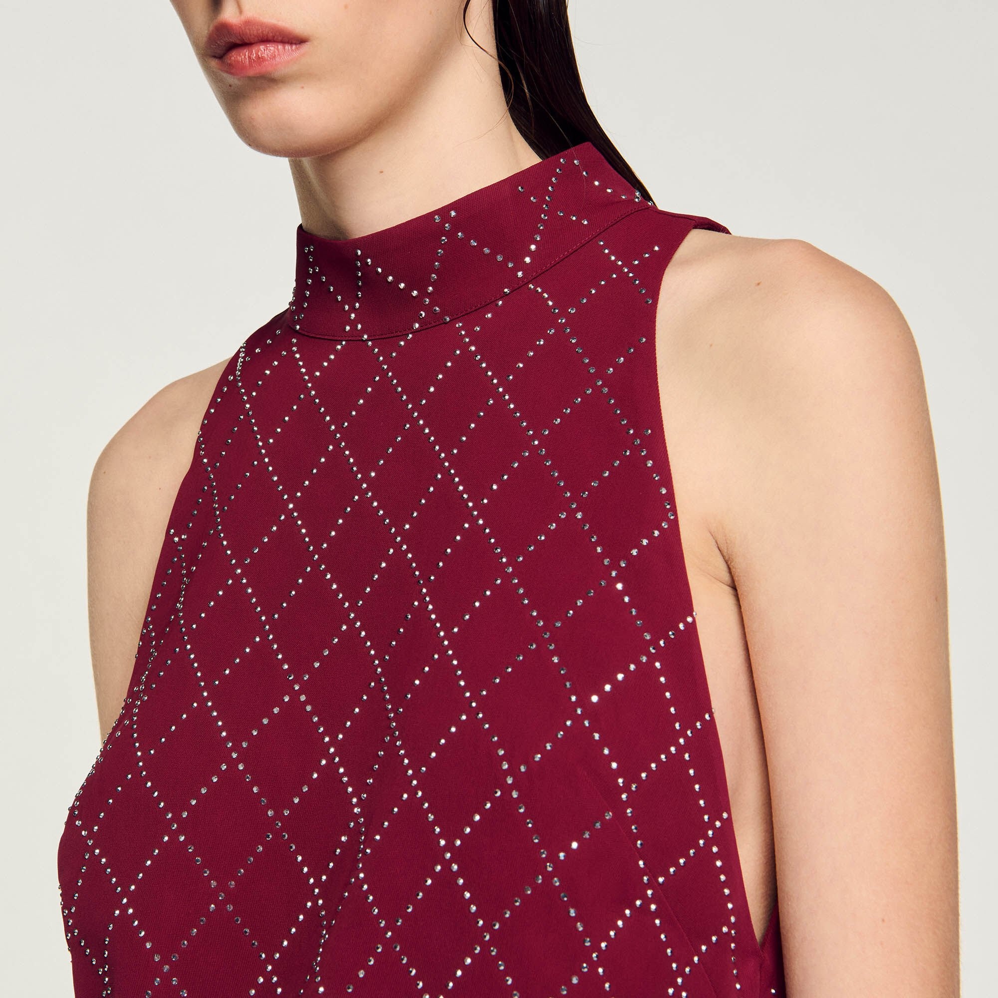 STUDDED DIAMOND SHORT DRESS - 4