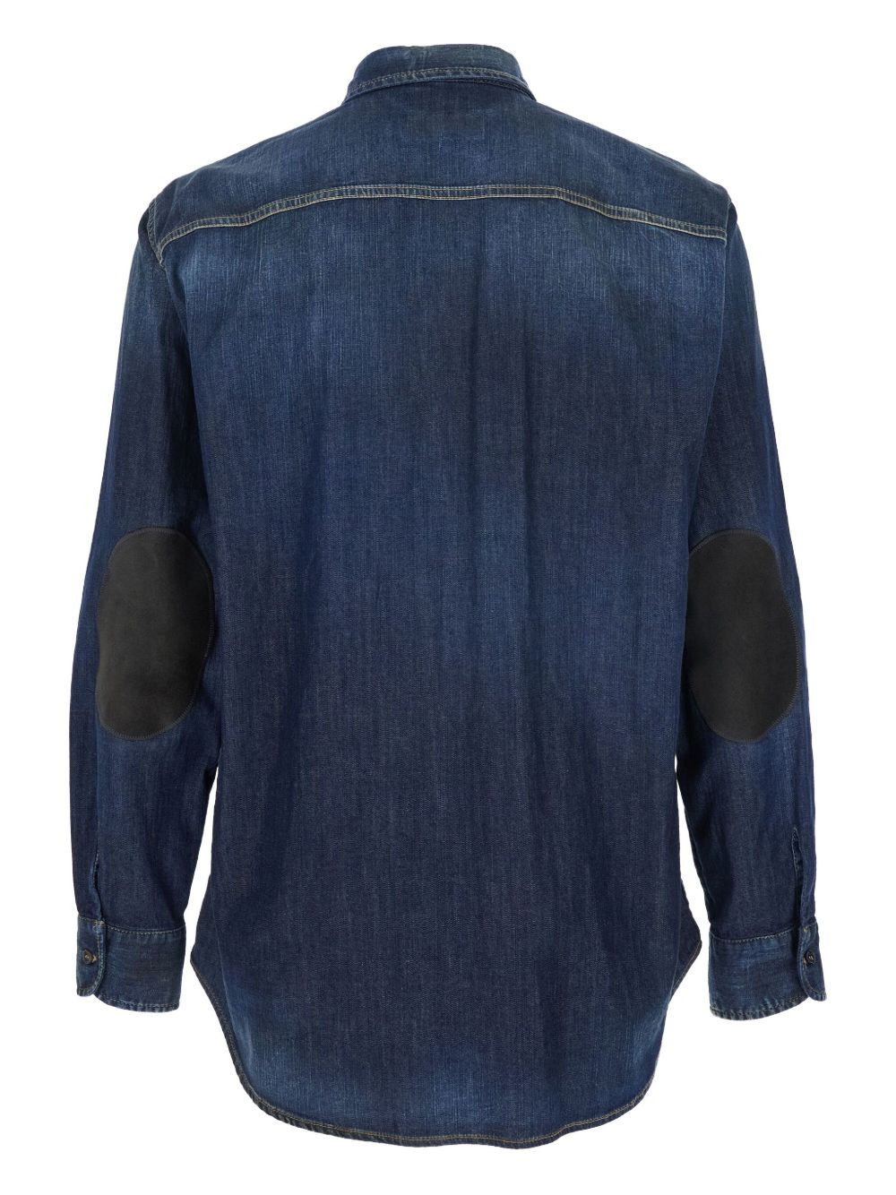 double-pockets elbow-patched denim shirt - 2
