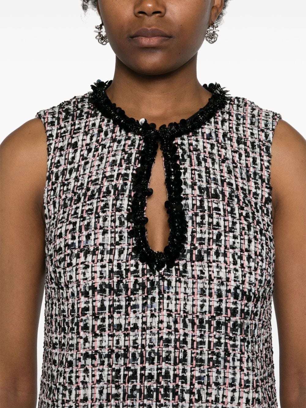paillette-embellished bouclÃ© dress - 5