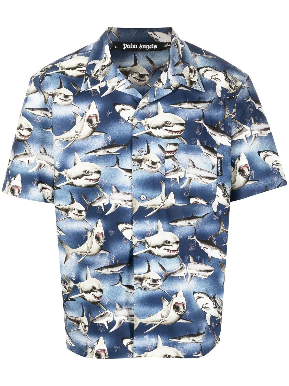 Sharks-print bowling shirt - 1