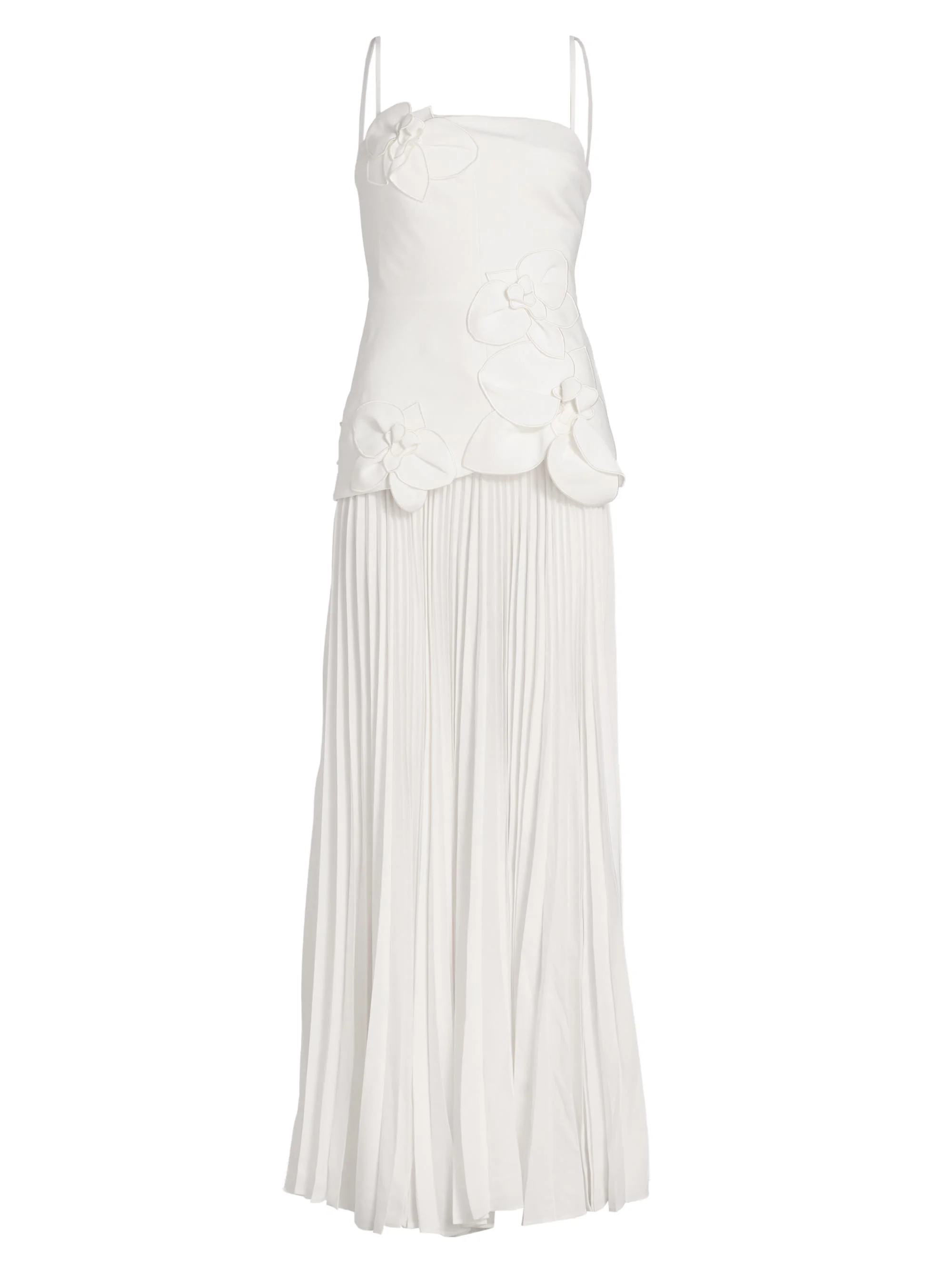 Women's Forever Young Avision Floral Appliqué Pleated Maxi Dress - Ivory - 1