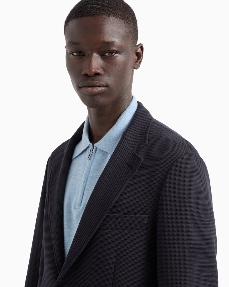 EMPORIO ARMANI TRAVEL ESSENTIALS SINGLE-BREASTED BLAZER IN WAFFLE JERSEY outlook