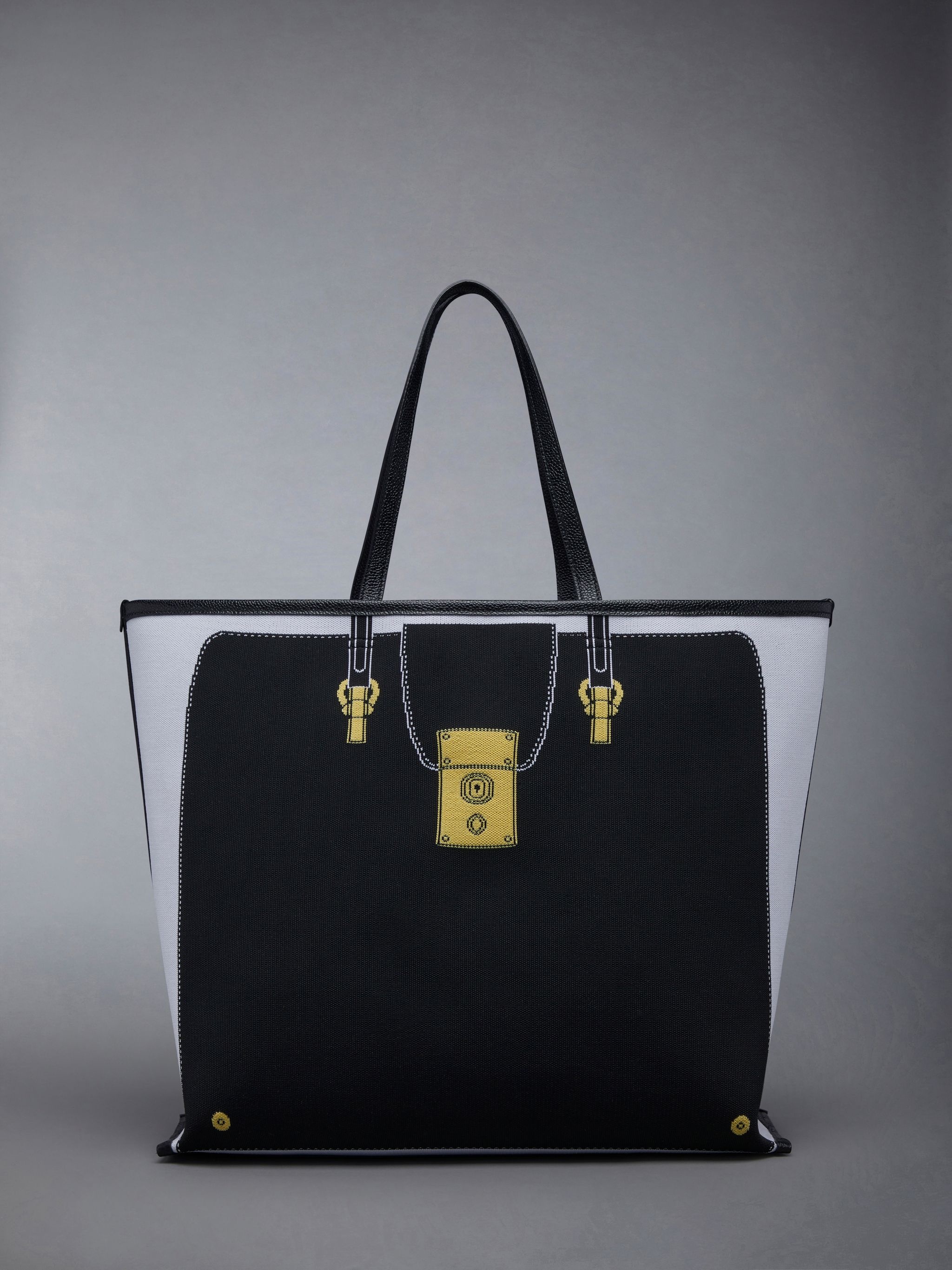 Knit Jacquard Panel Trompe L'oeil Mrs. Thom Soft Tote - 1