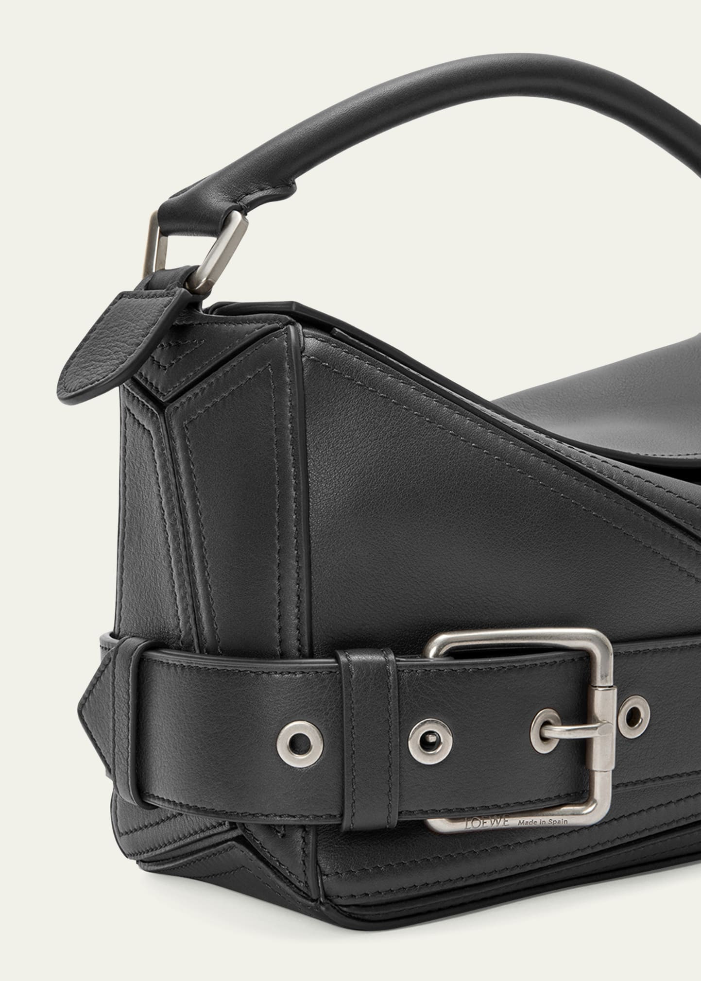 Puzzle Biker Top-Handle Bag in Shiny Leather - 5