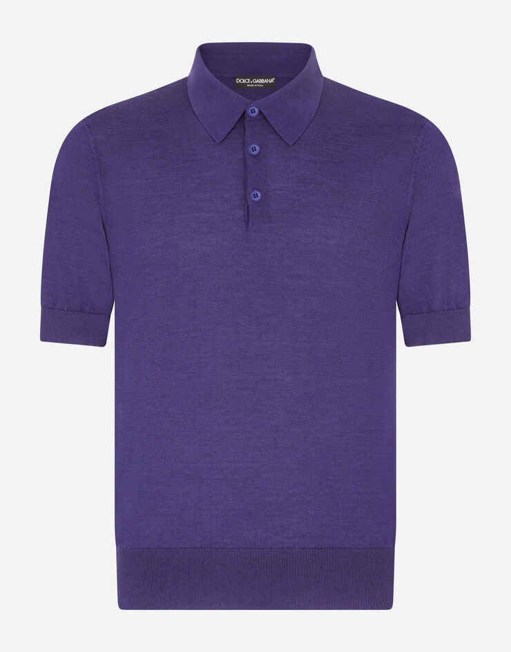 Short-sleeved cashmere and silk polo-shirt - 3