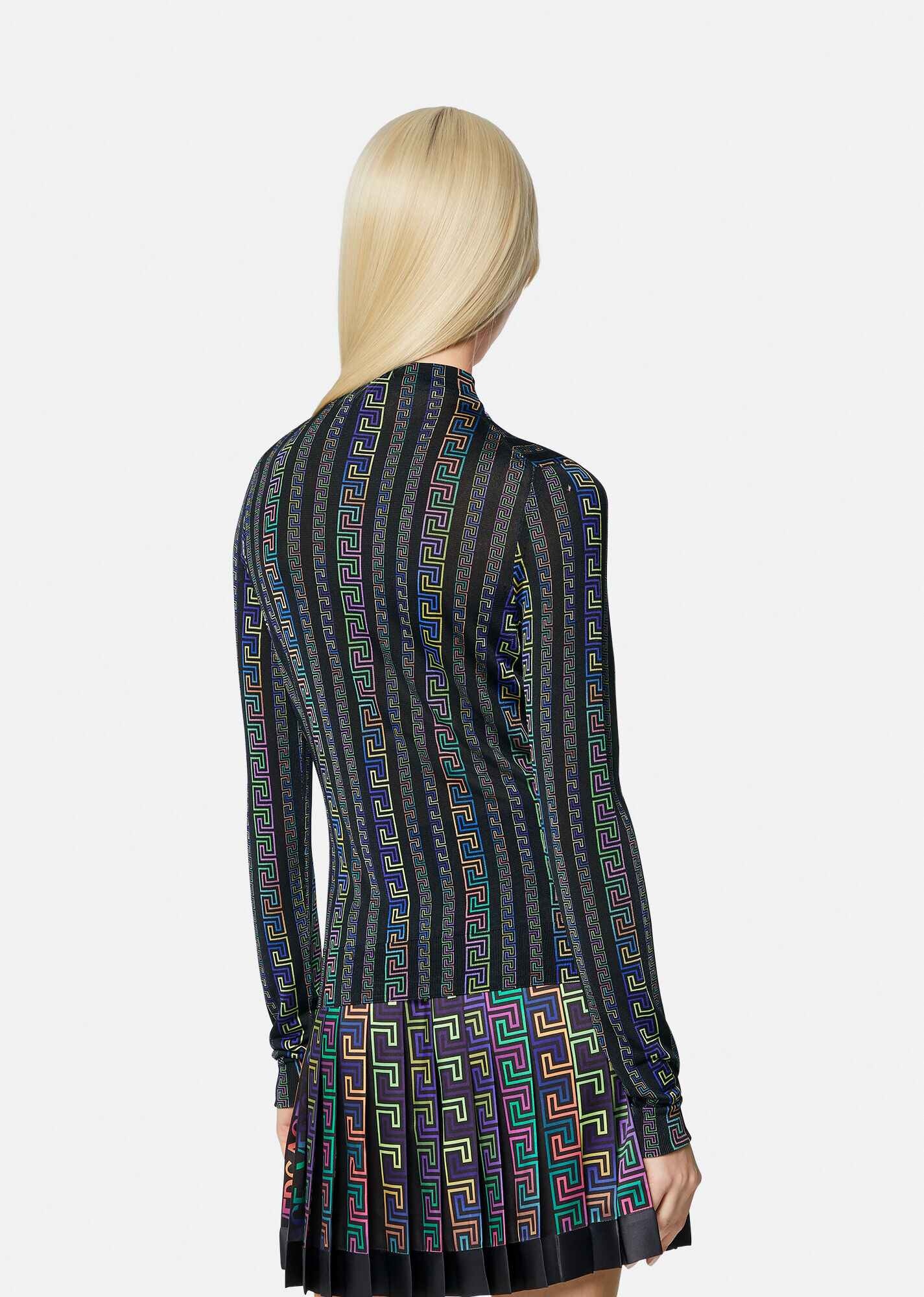 Greca Neon Print Silk Sweater - 3
