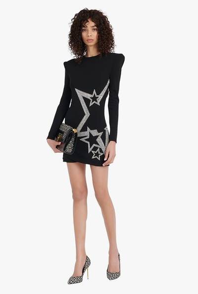 Balmain Short black and silver embroidered dress outlook