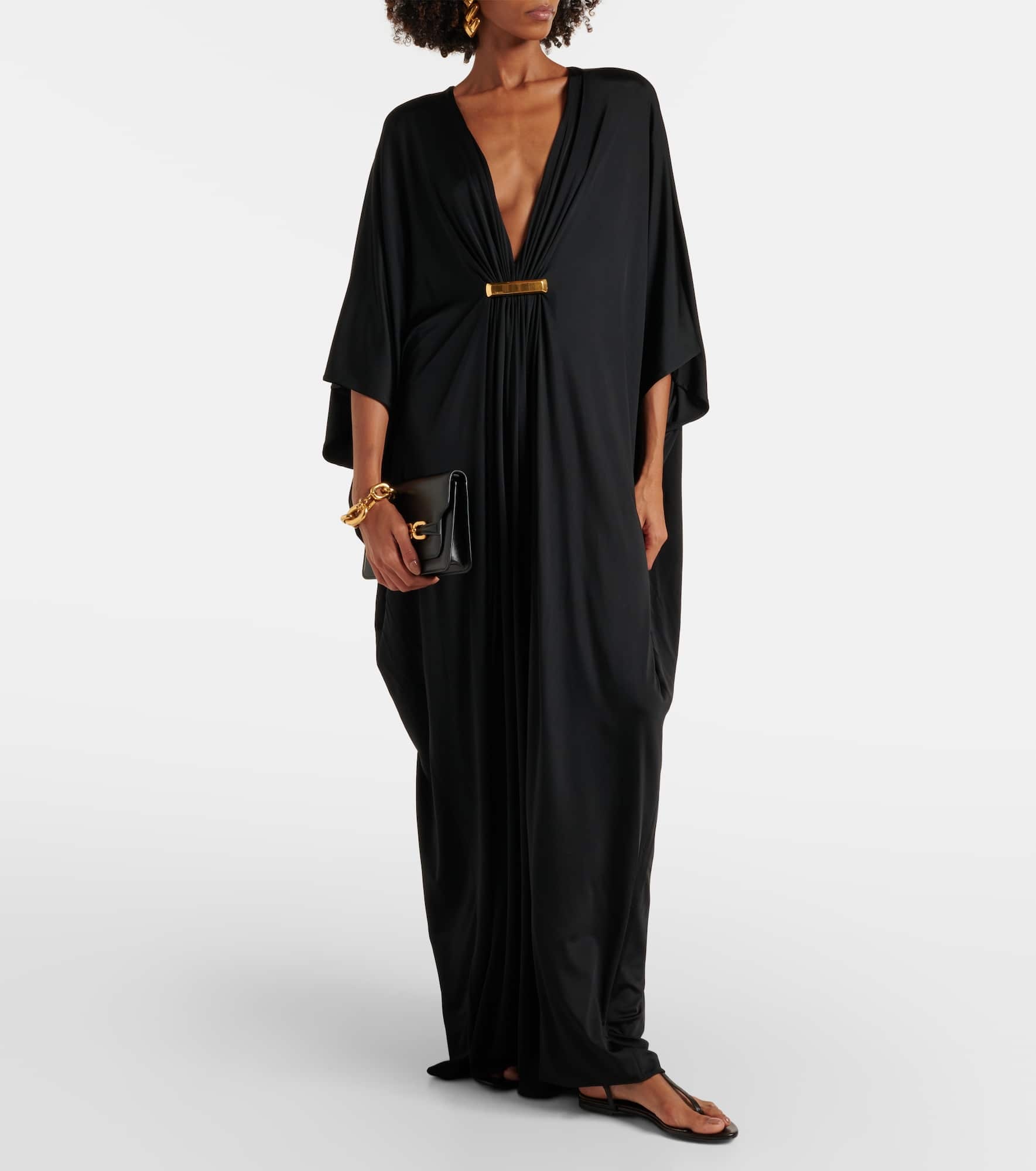 Gathered satin jersey kaftan - 2