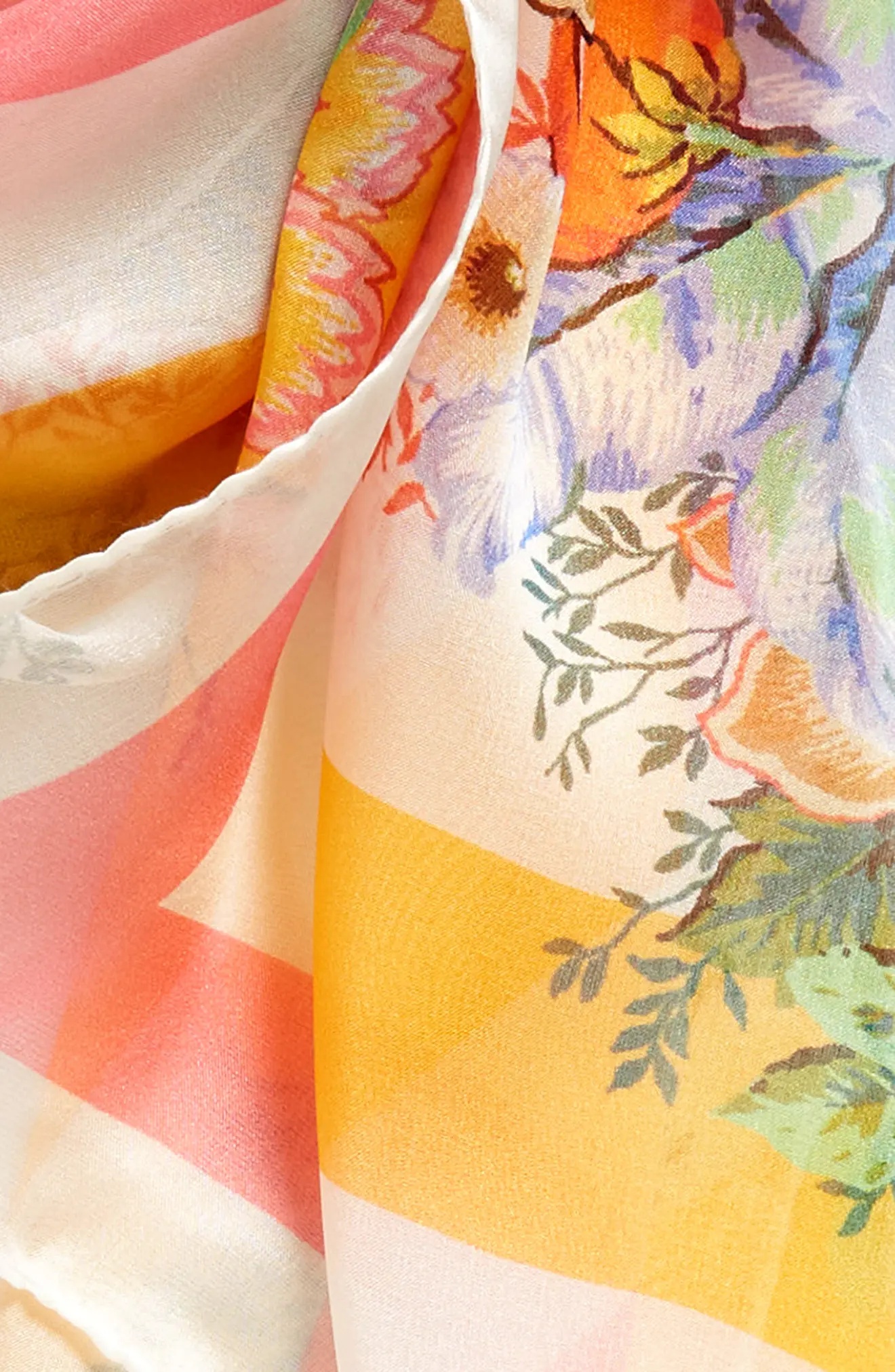 Floral Print Silk Scarf - 4