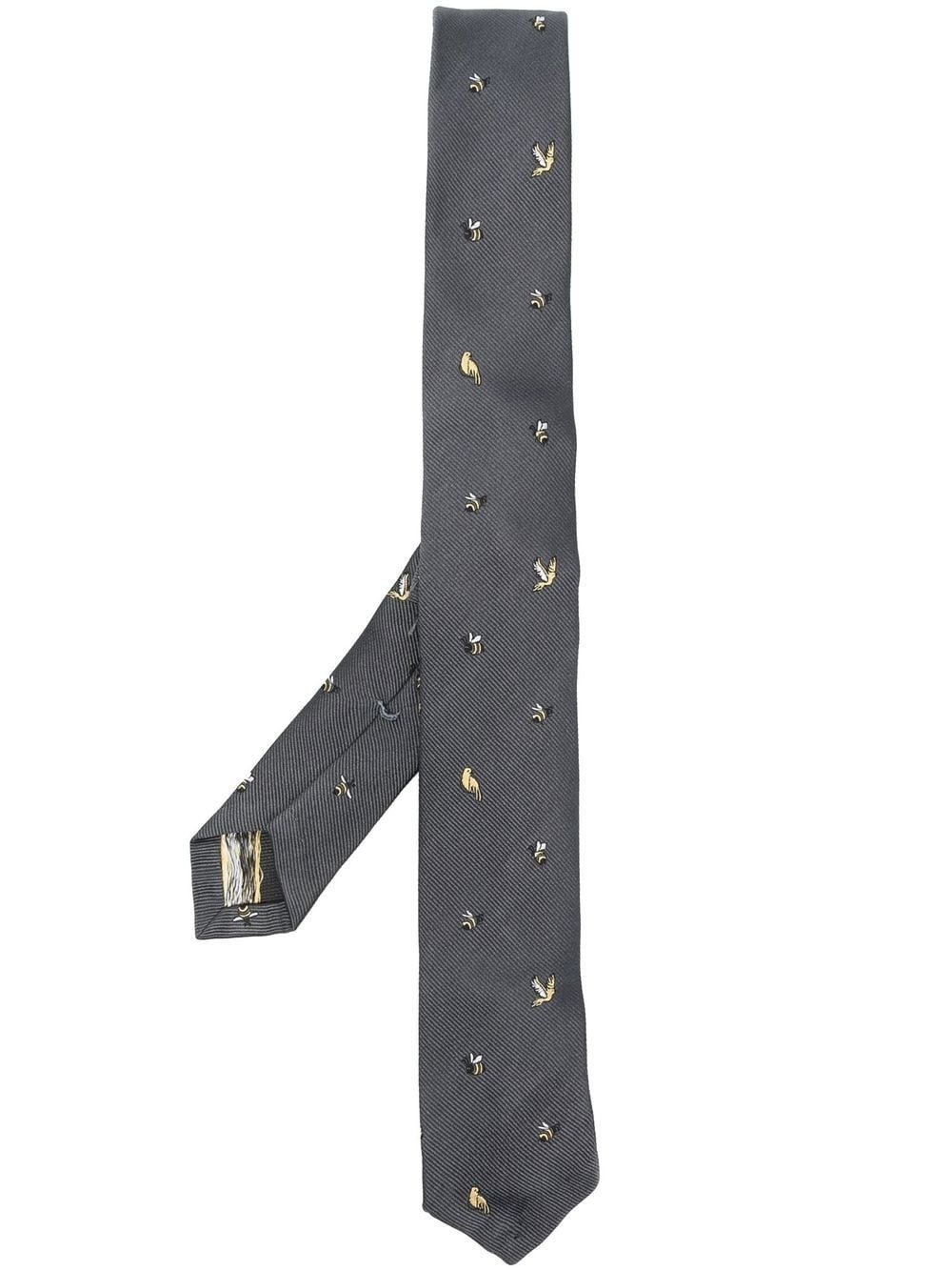 embroidered silk tie - 1