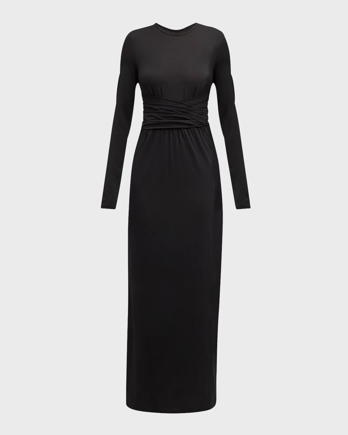 Pleated Long-Sleeve Jersey Column Gown - 1