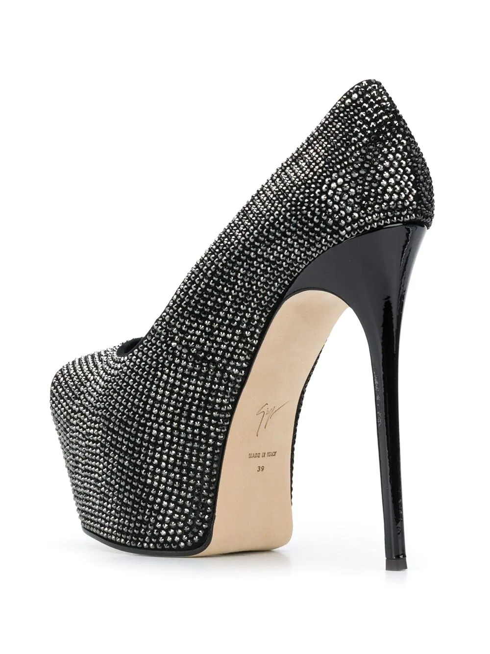 crystal embellished open toe pumps - 3