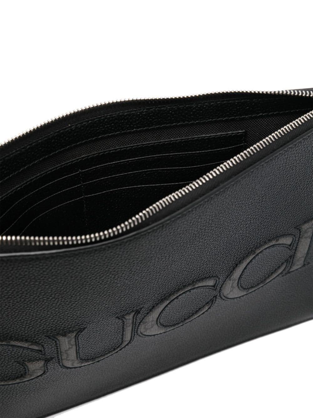 inlaid-logo grained-leather clutch - 5