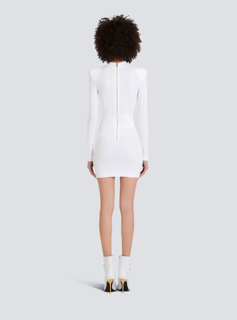 Short eco-designed knit dress with gold-tone buttons 4
