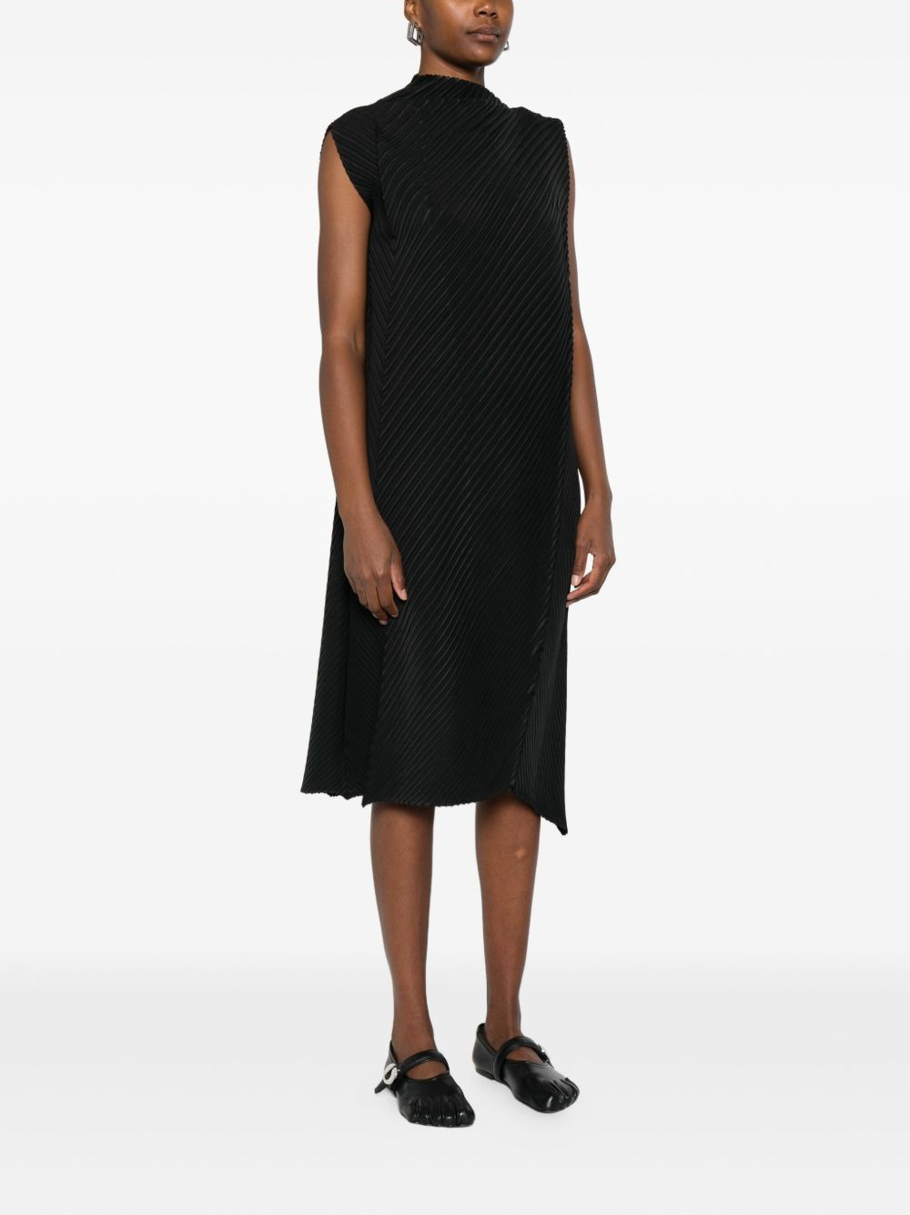 pleated sleeveless asymmetrical dress - 3