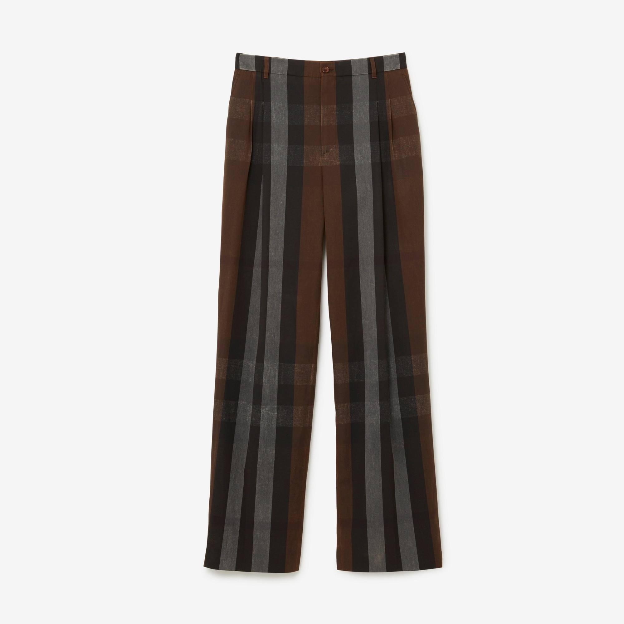 Check Cotton Blend Tailored Trousers - 1