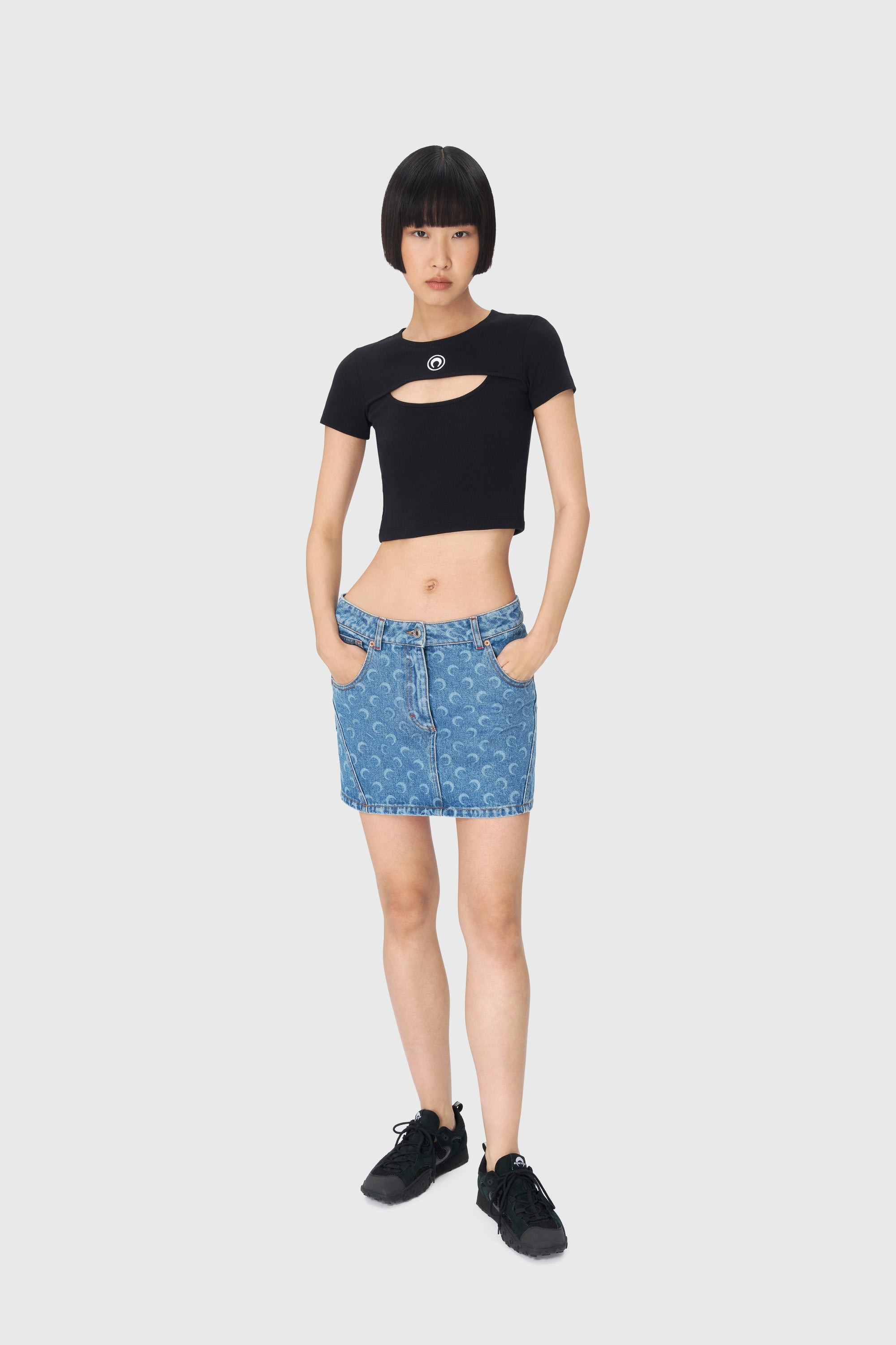 Moon Laser Denim Mini Skirt - 2