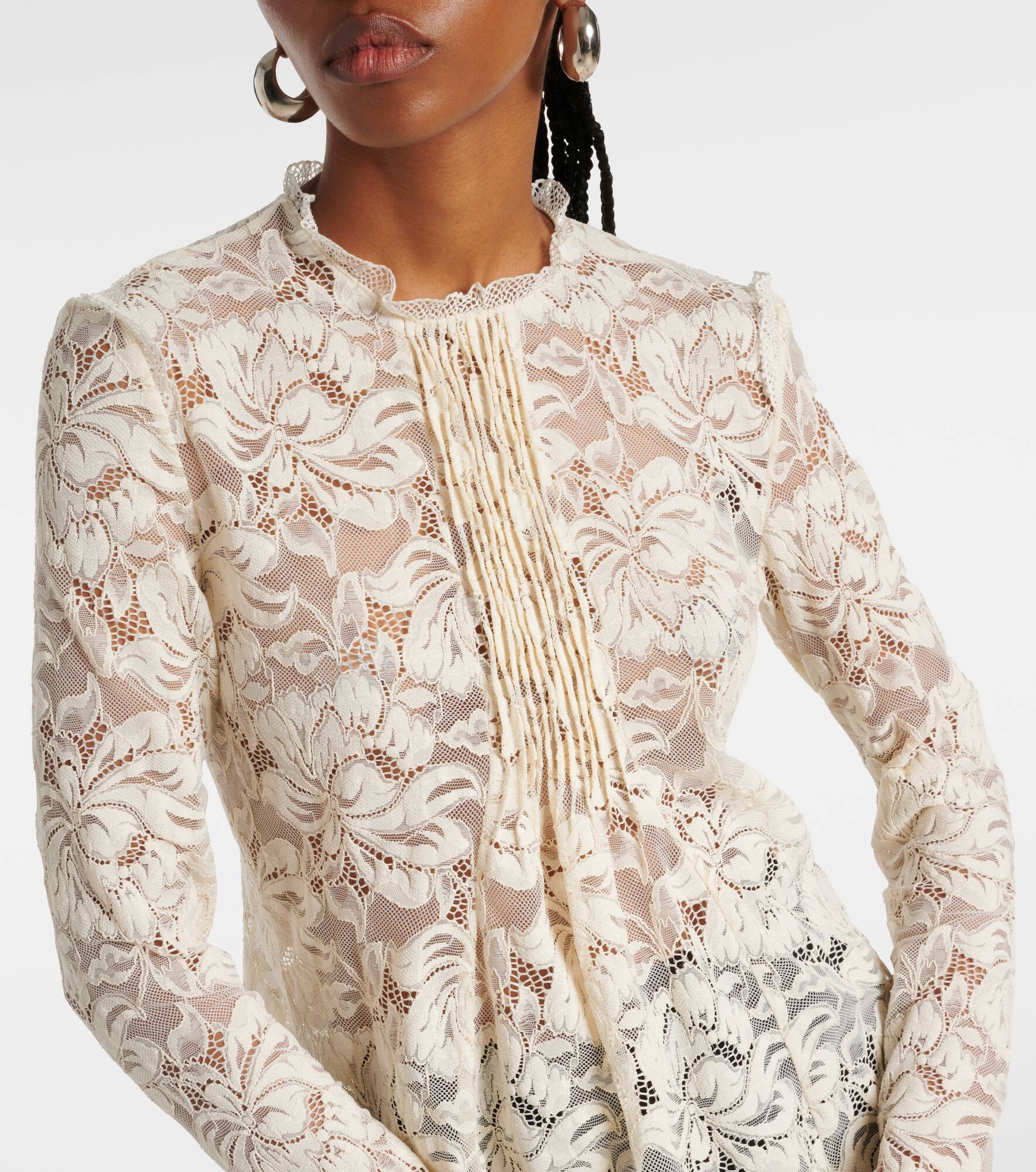 Pleated scalloped lace top - 4