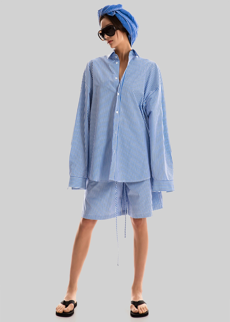 Rimini Bermuda Shorts - Blue/White Stripe 1