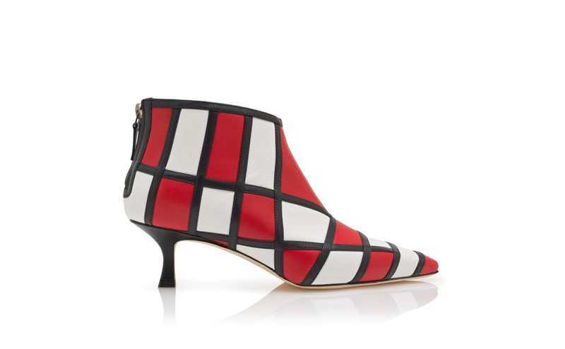 Red And White Nappa Leather Ankle Boots 1