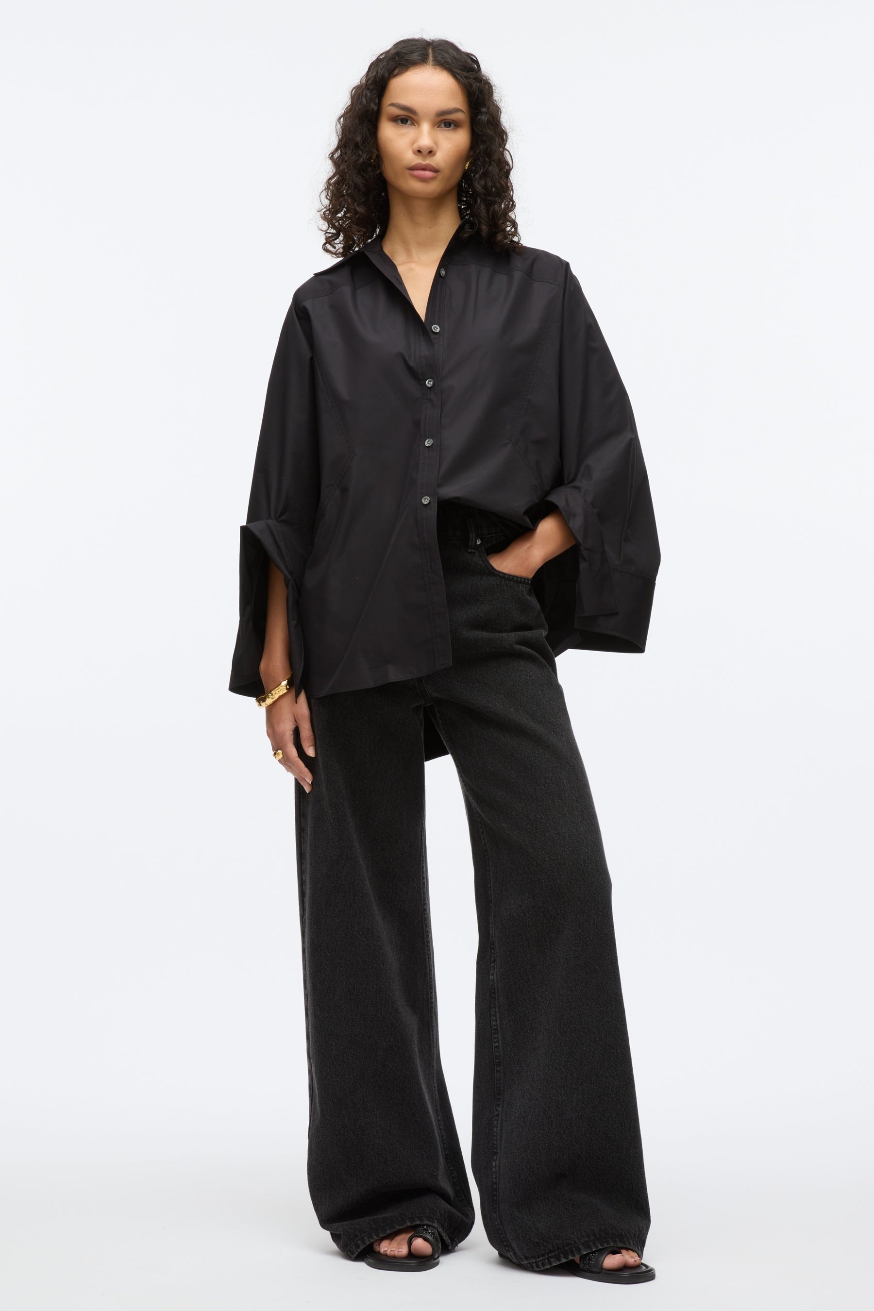 Oversize Shirt with Cascade Cuff - 1