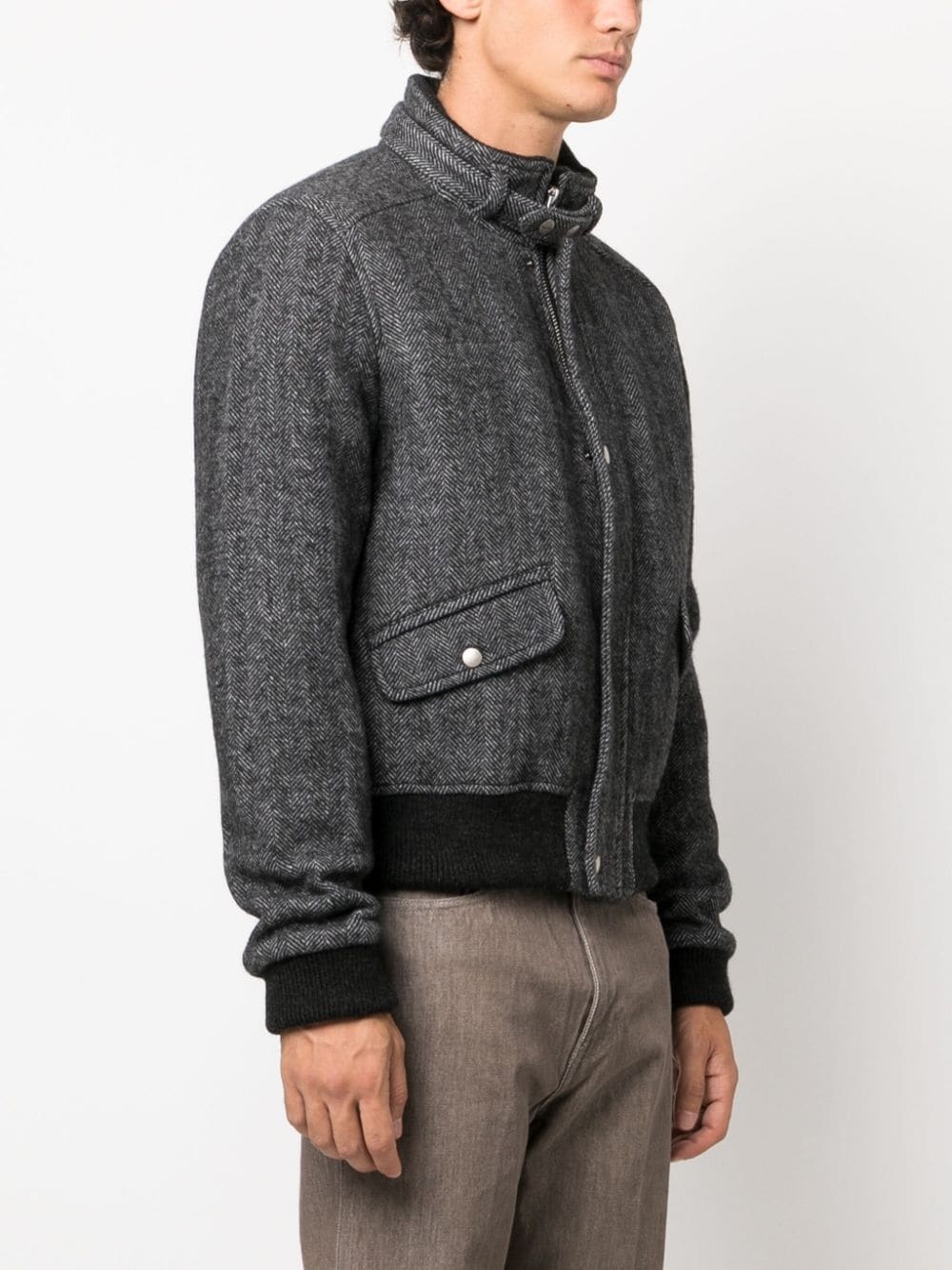 press-stud high-neck bomber jacket - 3