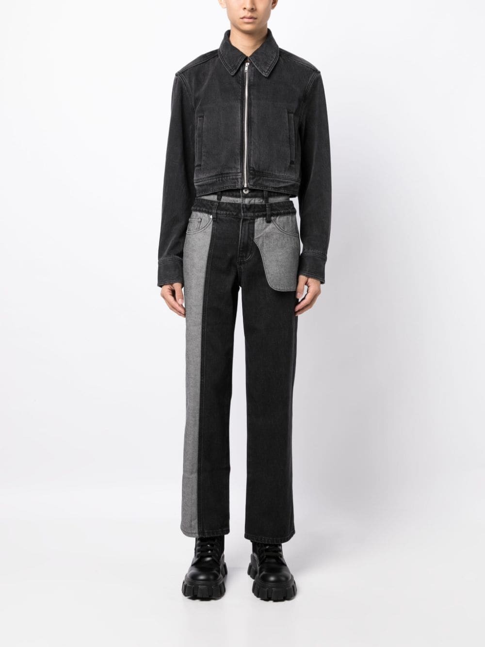 reversible cropped denim jacket - 6