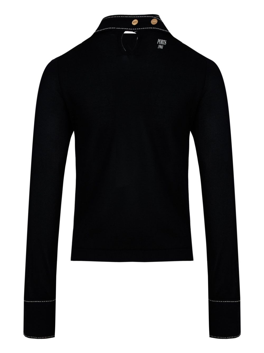 contrast-stitching round-neck sweater - 5