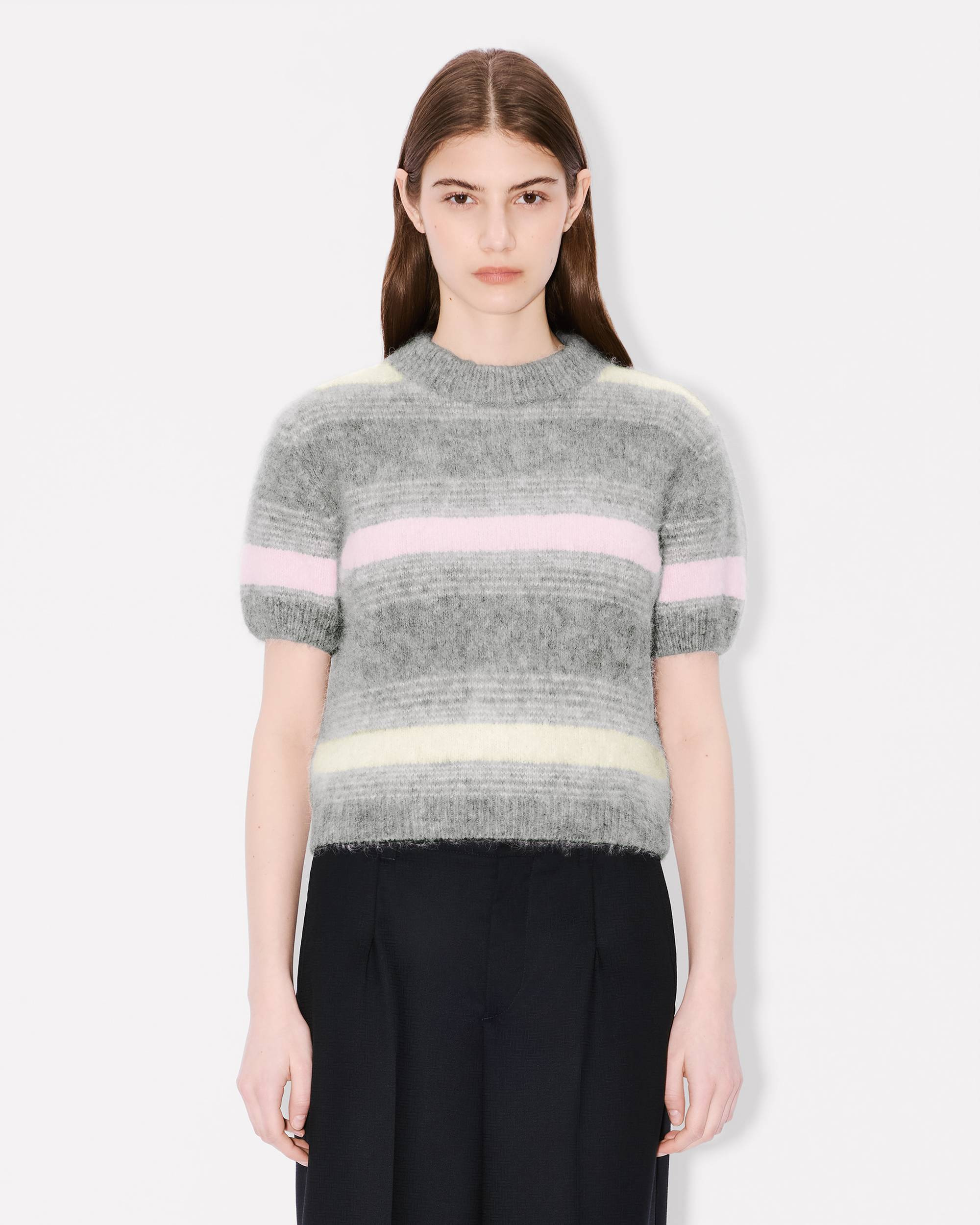'KENZO Speed Stripe' hairy knitted top in mixed alpaca wool - 3