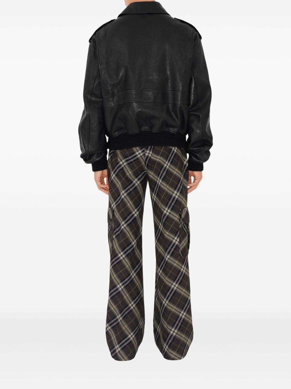 checked wool tailored trousers - 4