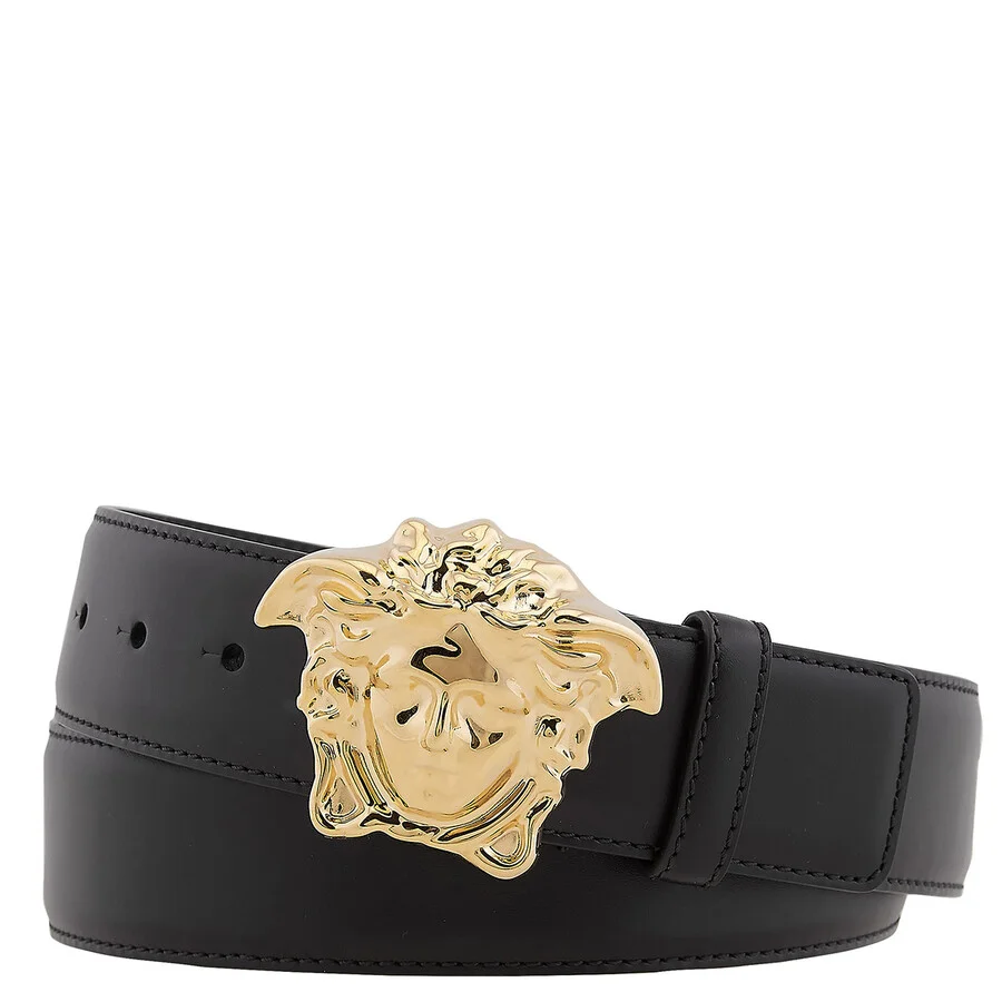 Versace Black Palazzo Smooth Leather Belt - 1
