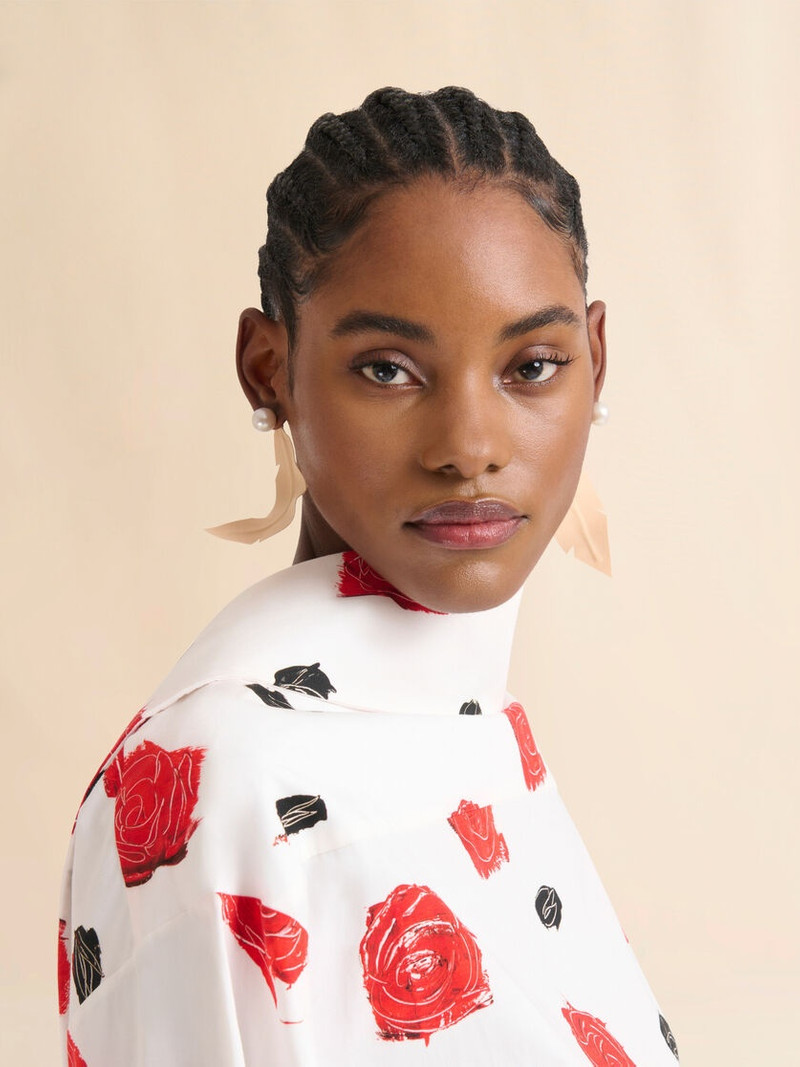 Marni PEACH FABRIC FEATHER EARRINGS outlook