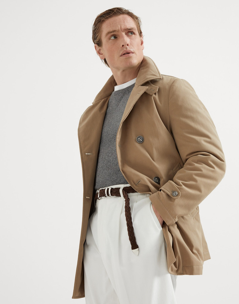 Techno cotton gabardine pea coat with Thermore® padding and metal buttons 3