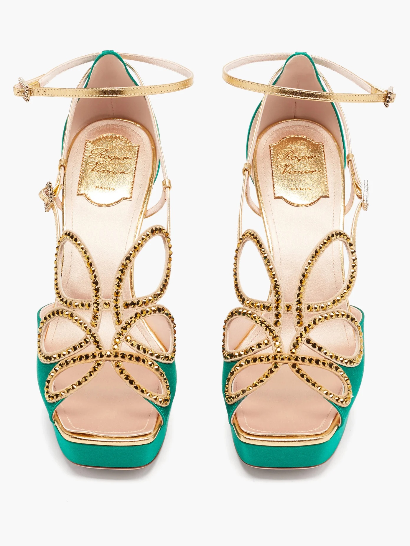 Queen crystal-embellished leather platform sandals - 5