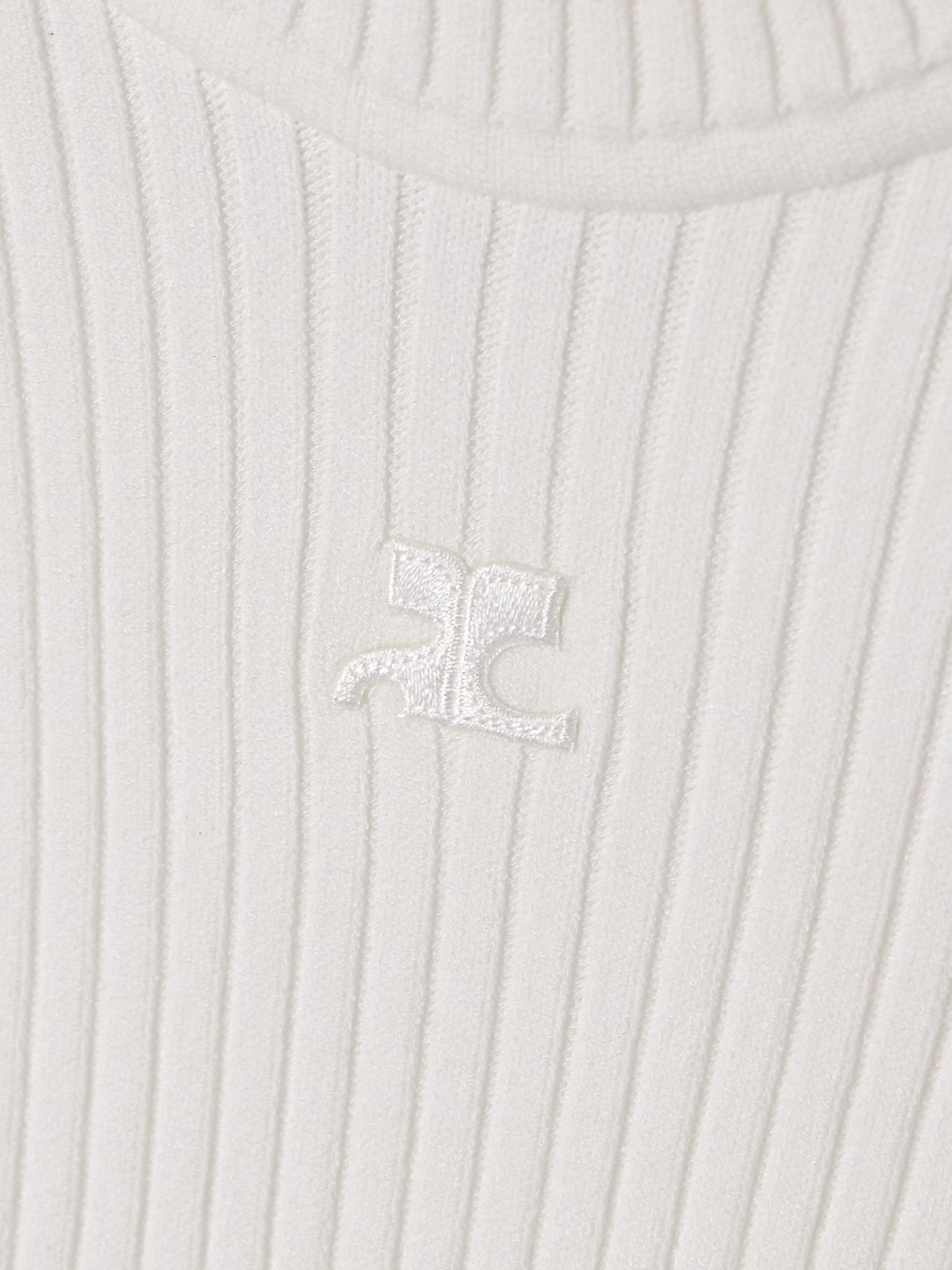Appliquéd ribbed-knit top White - 5