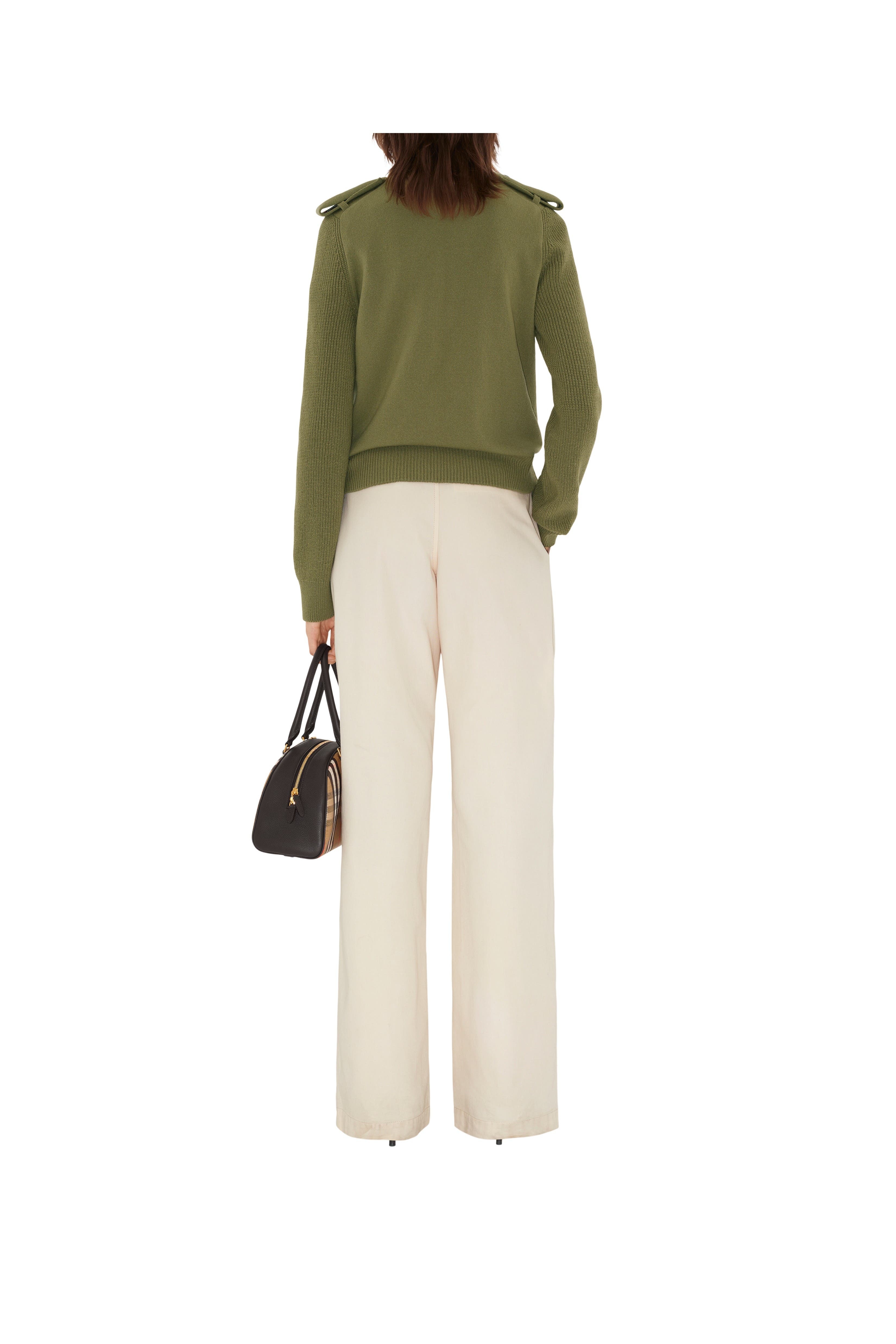 burberry Check Epaulette Wool Cashmere Blend Sweater in Wreath at Nordstrom - 5