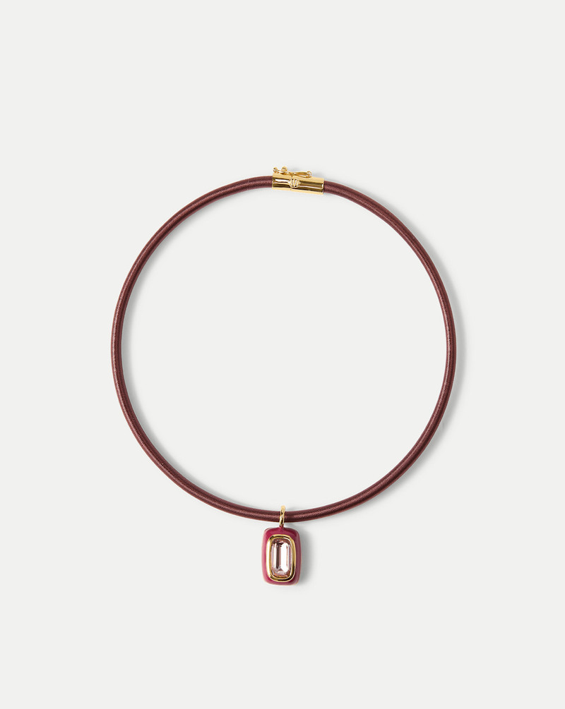 BURGUNDY CORD PENDANT NECKLACE 1